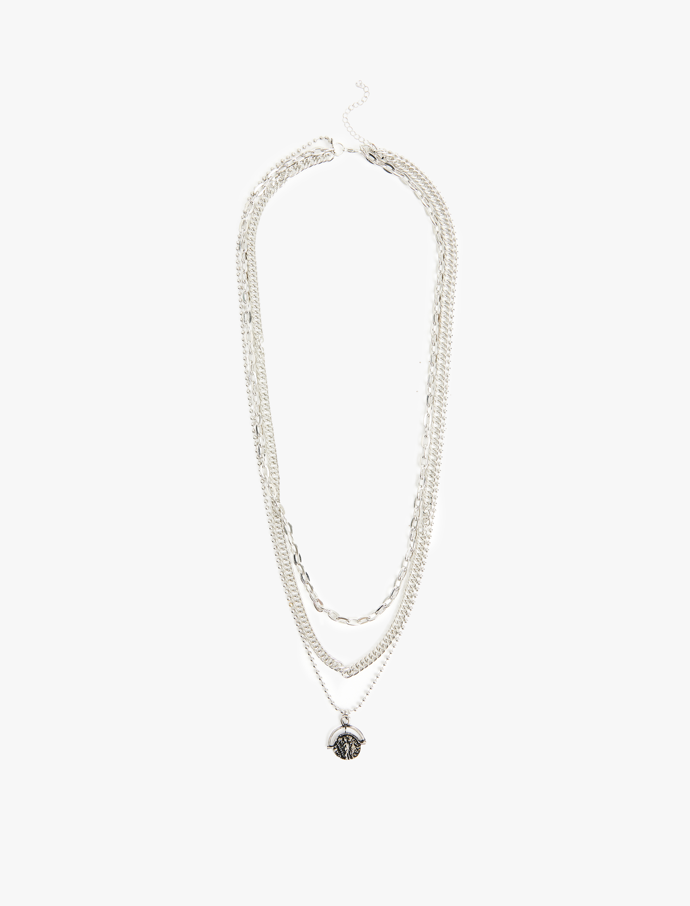  Erkek Charm Detaylı Çoklu Zincir Kolye