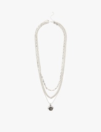 Charm Detaylı Çoklu Zincir Kolye