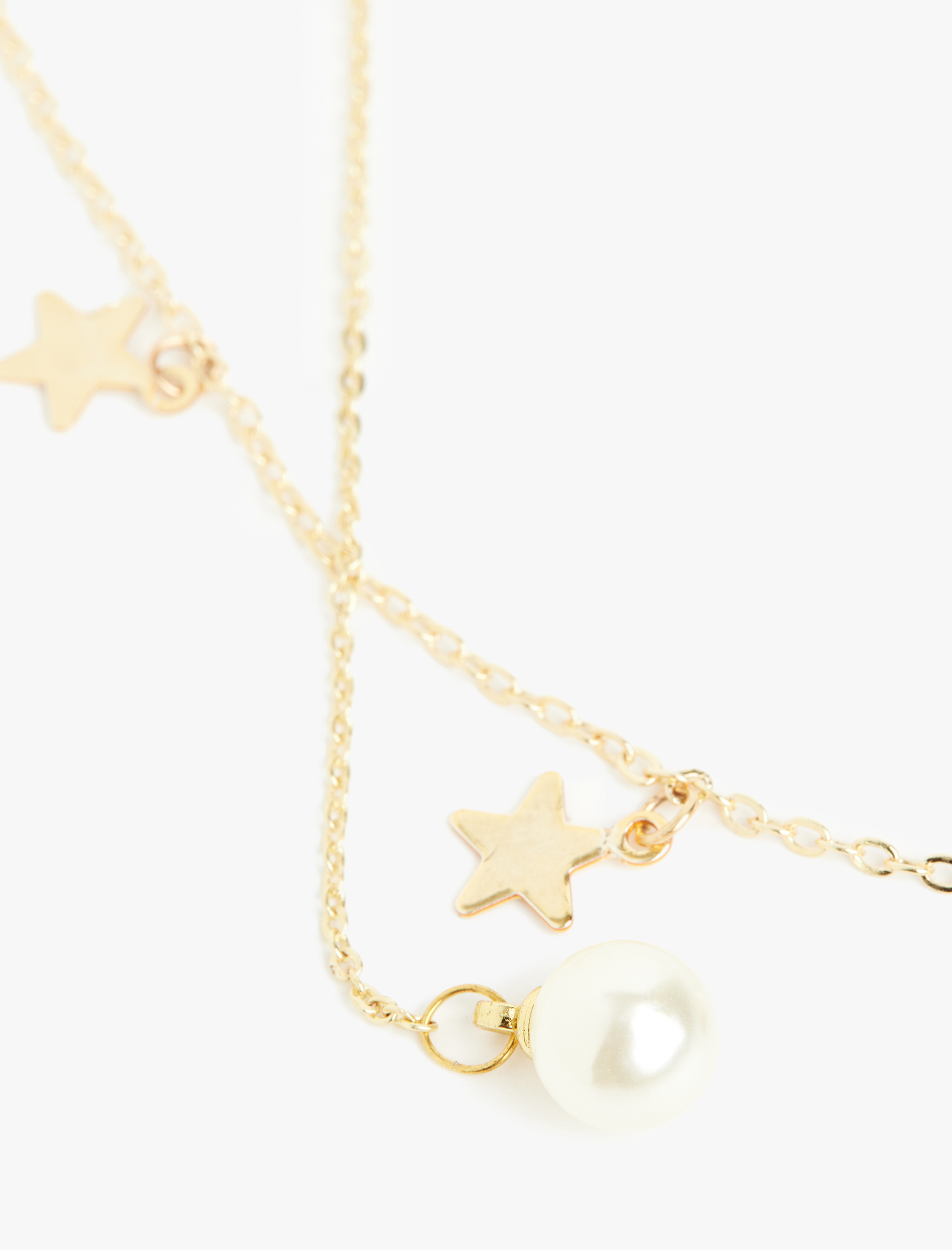  Kadın Sallantılı İnci Detaylı Yıldızlı Kolye