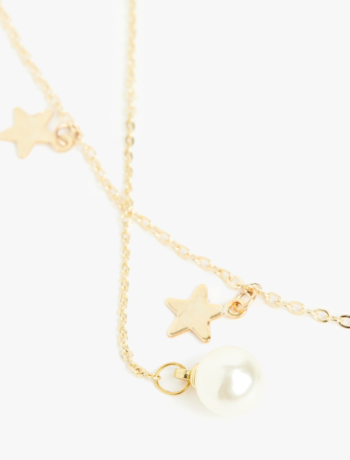 Kadın Sallantılı İnci Detaylı Yıldızlı Kolye