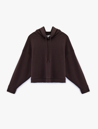 Kapüşonlu Uzun Kollu Oversize Modal Sweatshirt