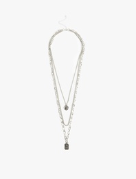 Charm Detaylı Çoklu Zincir Kolye