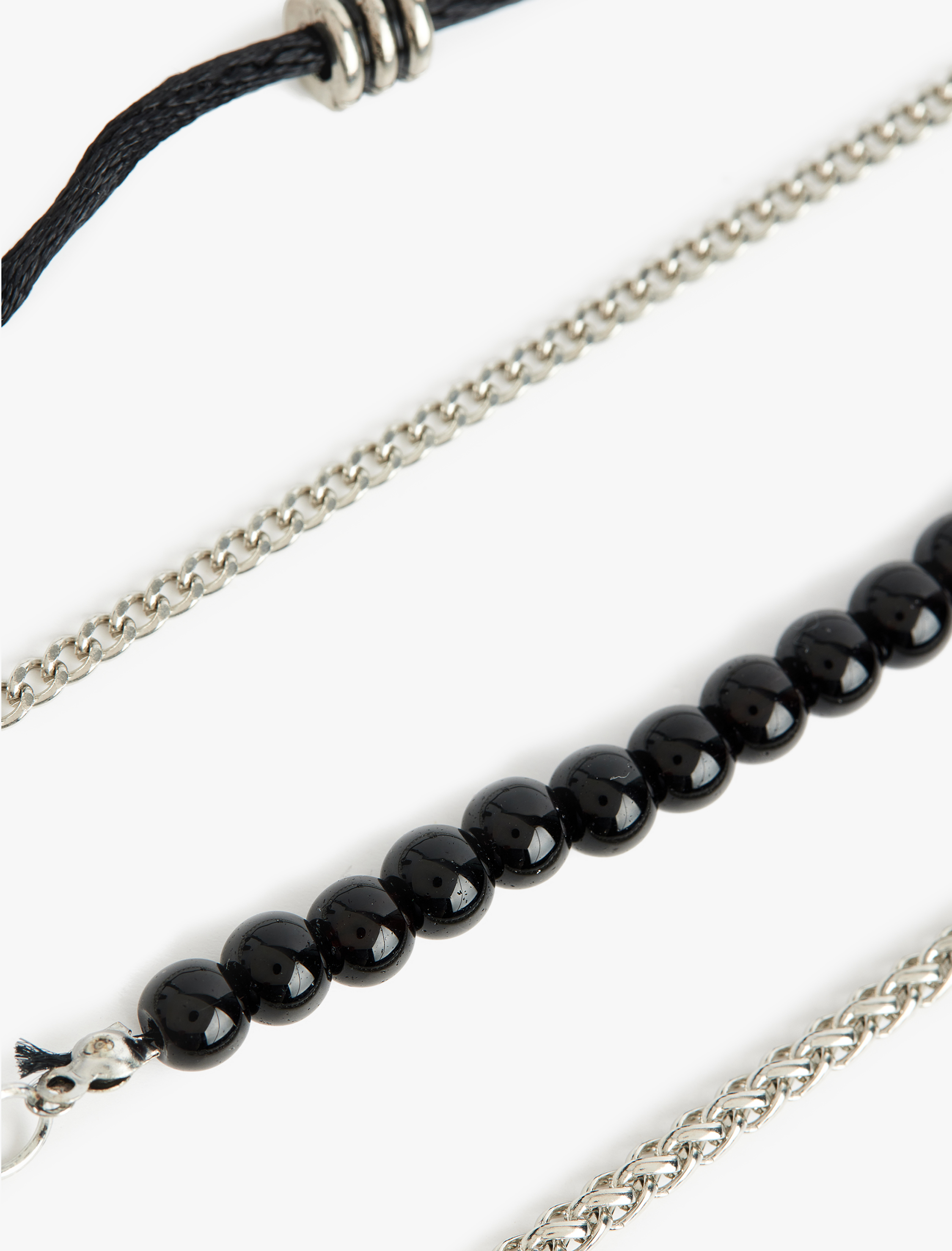  Erkek Boncuklu 4'lü Zincir Bileklik Seti