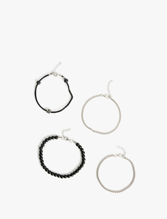 Erkek Boncuklu 4'lü Zincir Bileklik Seti