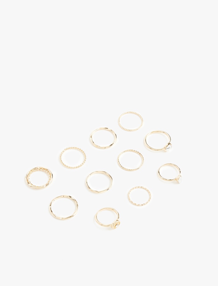 Kadın Taş Detaylı 11'li Yüzük Seti