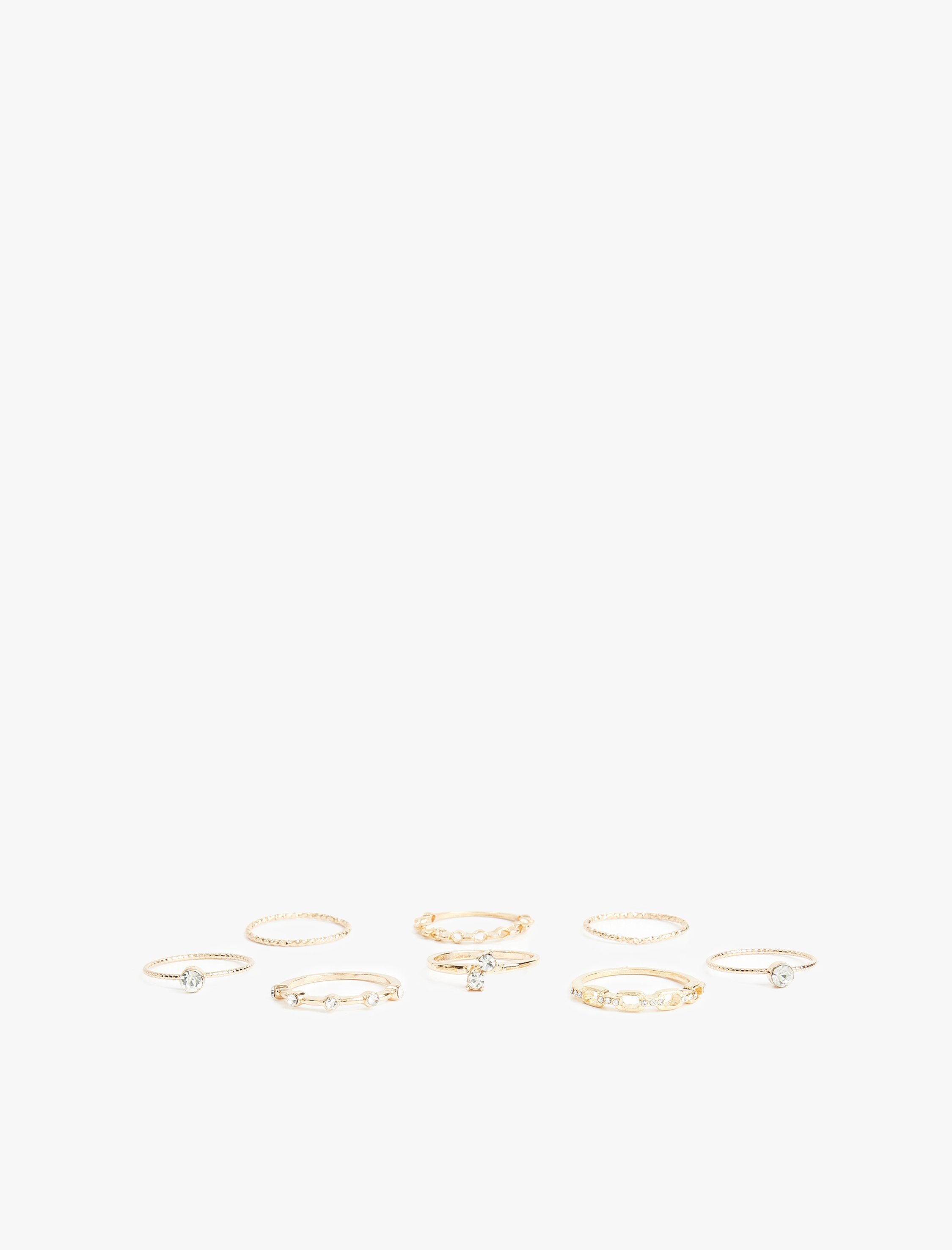  Kadın Çelik Karışımlı Taş Detaylı 8'li Yüzük Seti