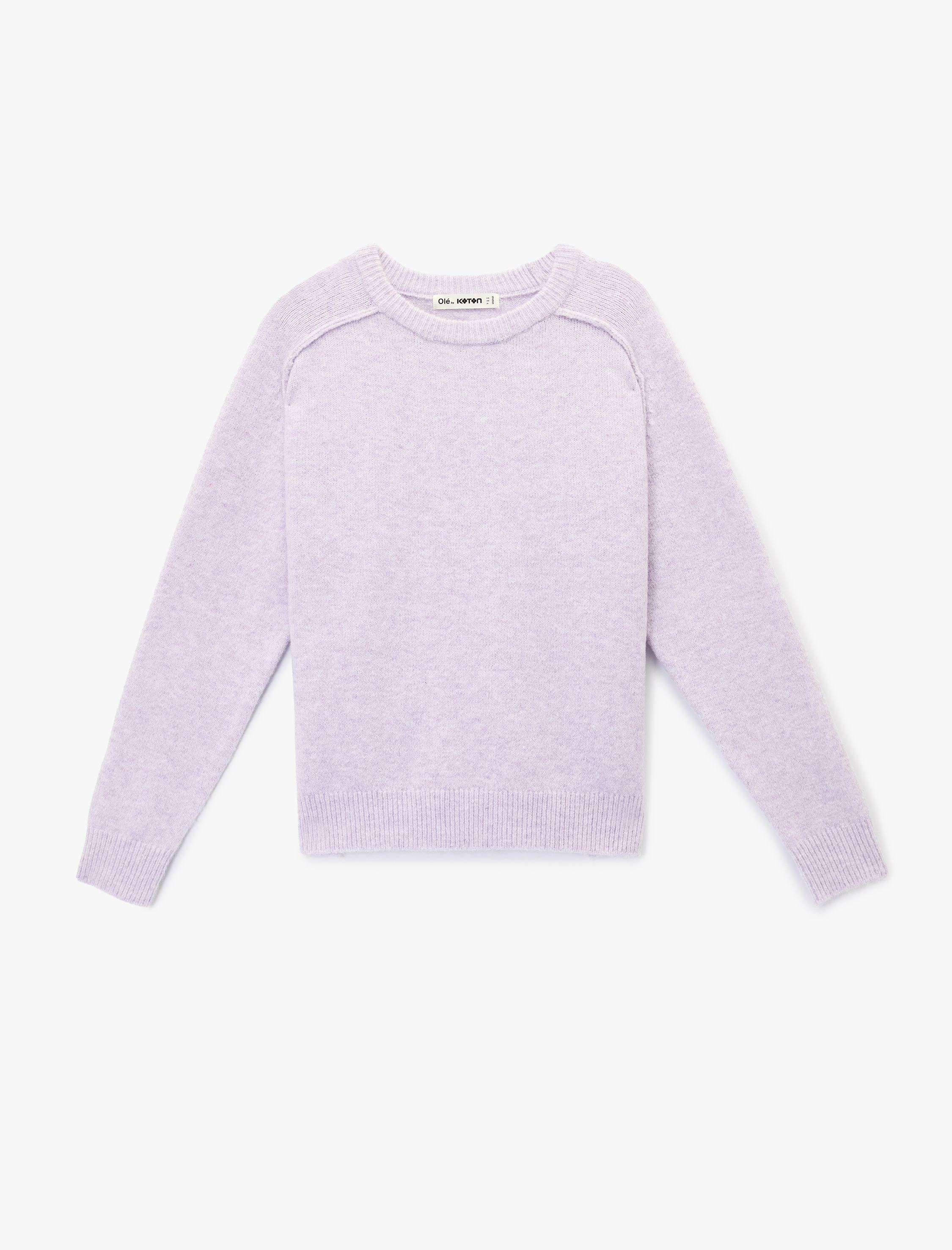   Uzun Kollu Bisiklet Yaka Dikiş Detaylı Basic Triko Kazak