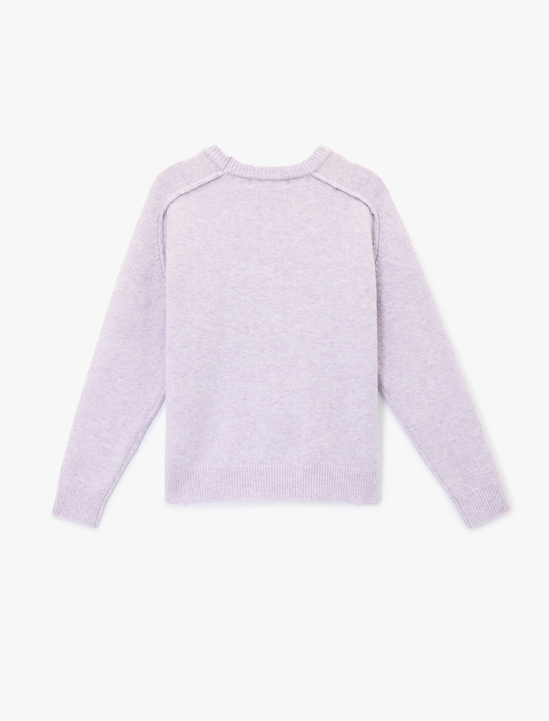   Uzun Kollu Bisiklet Yaka Dikiş Detaylı Basic Triko Kazak