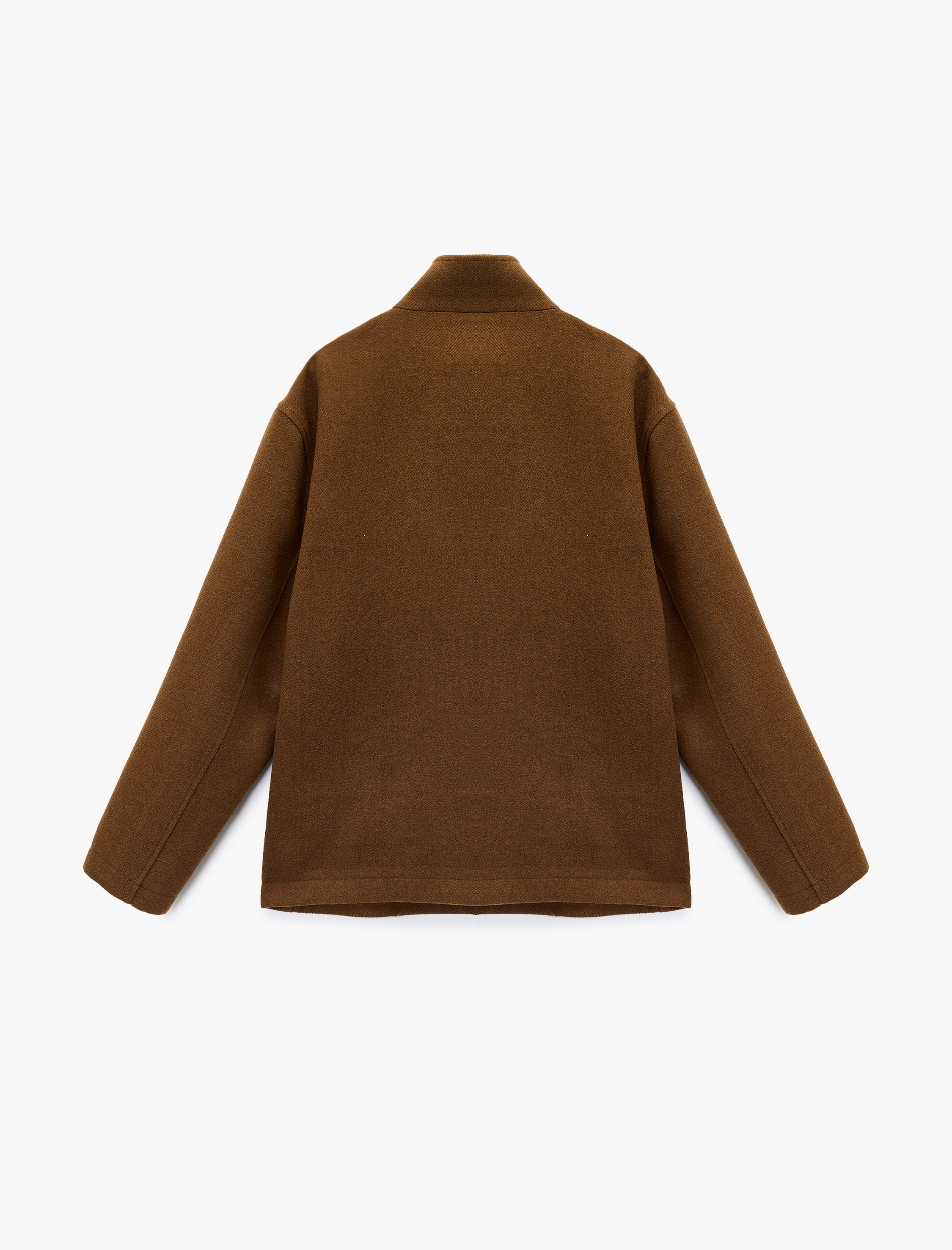   Regular Fit Kapaklı Cepli Düğmeli Dik Yaka Kaşe Ceket