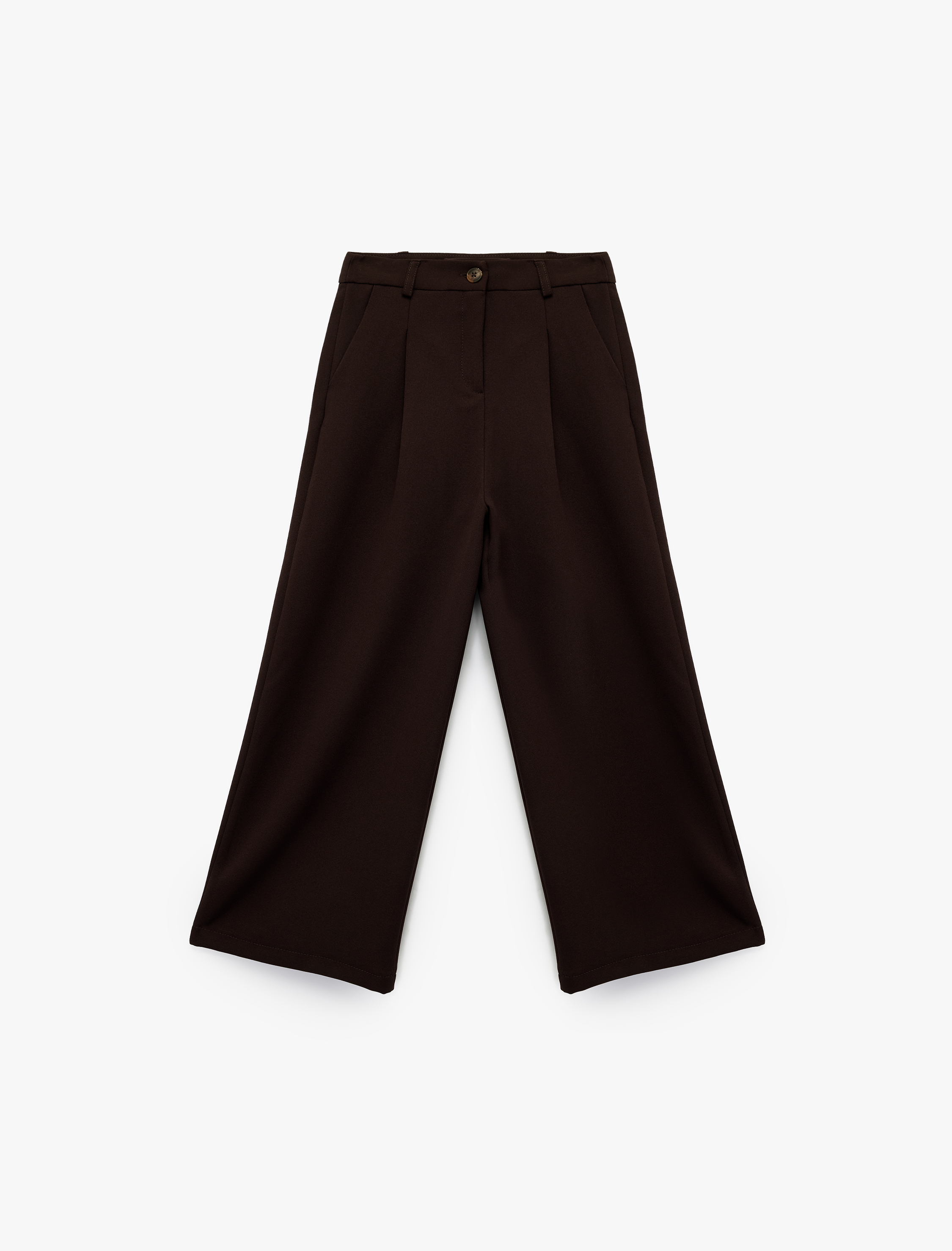  Kız Çocuk Beli Ayarlanabilir Lastikli Basic Geniş Paça Pantolon