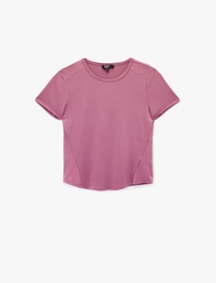 Kısa Kollu Bisiklet Yaka Dikiş Detaylı Spor Tişört