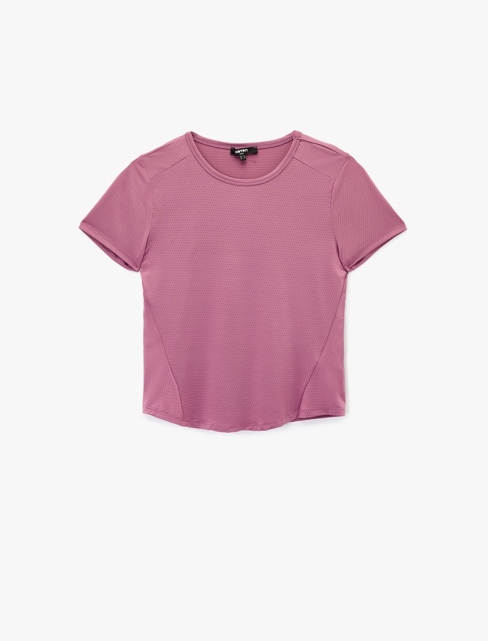  Kısa Kollu Bisiklet Yaka Dikiş Detaylı Spor Tişört