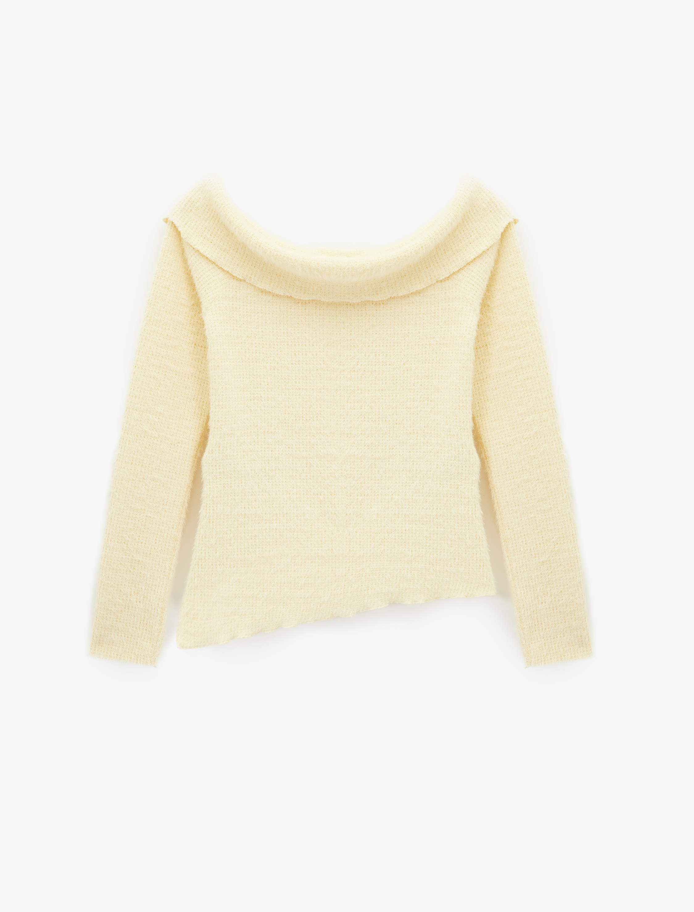   Koton X Sibil Çetinkaya - Slim Fit Uzun Kollu Omzu Açık Peluş Kazak