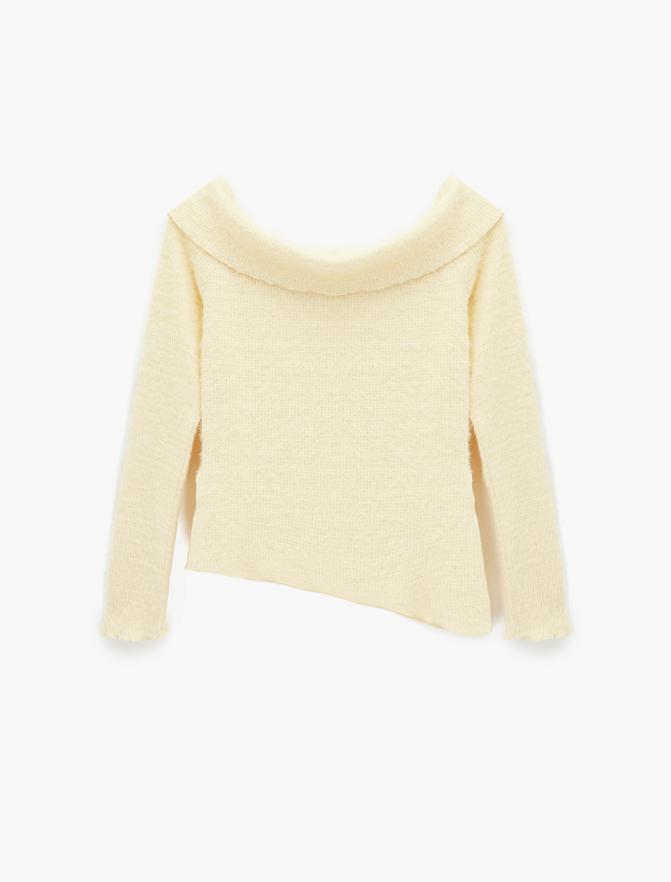   Koton X Sibil Çetinkaya - Slim Fit Uzun Kollu Omzu Açık Peluş Kazak