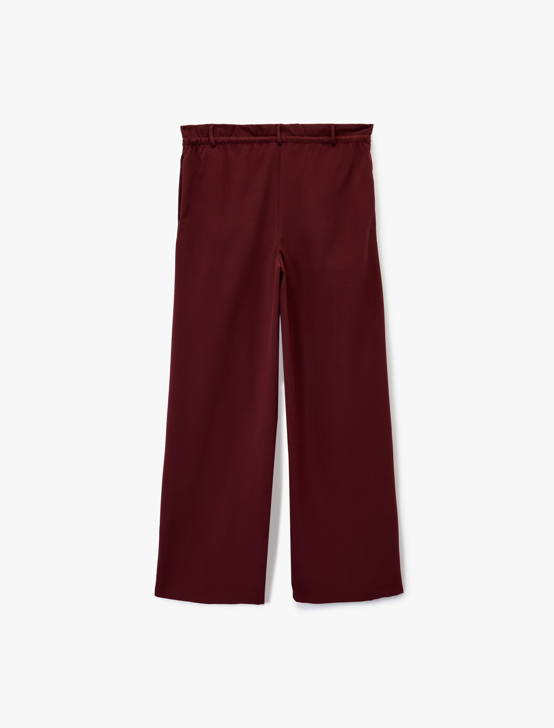   Beli Bağcıklı Cepli Düz Geniş Paça Pantolon