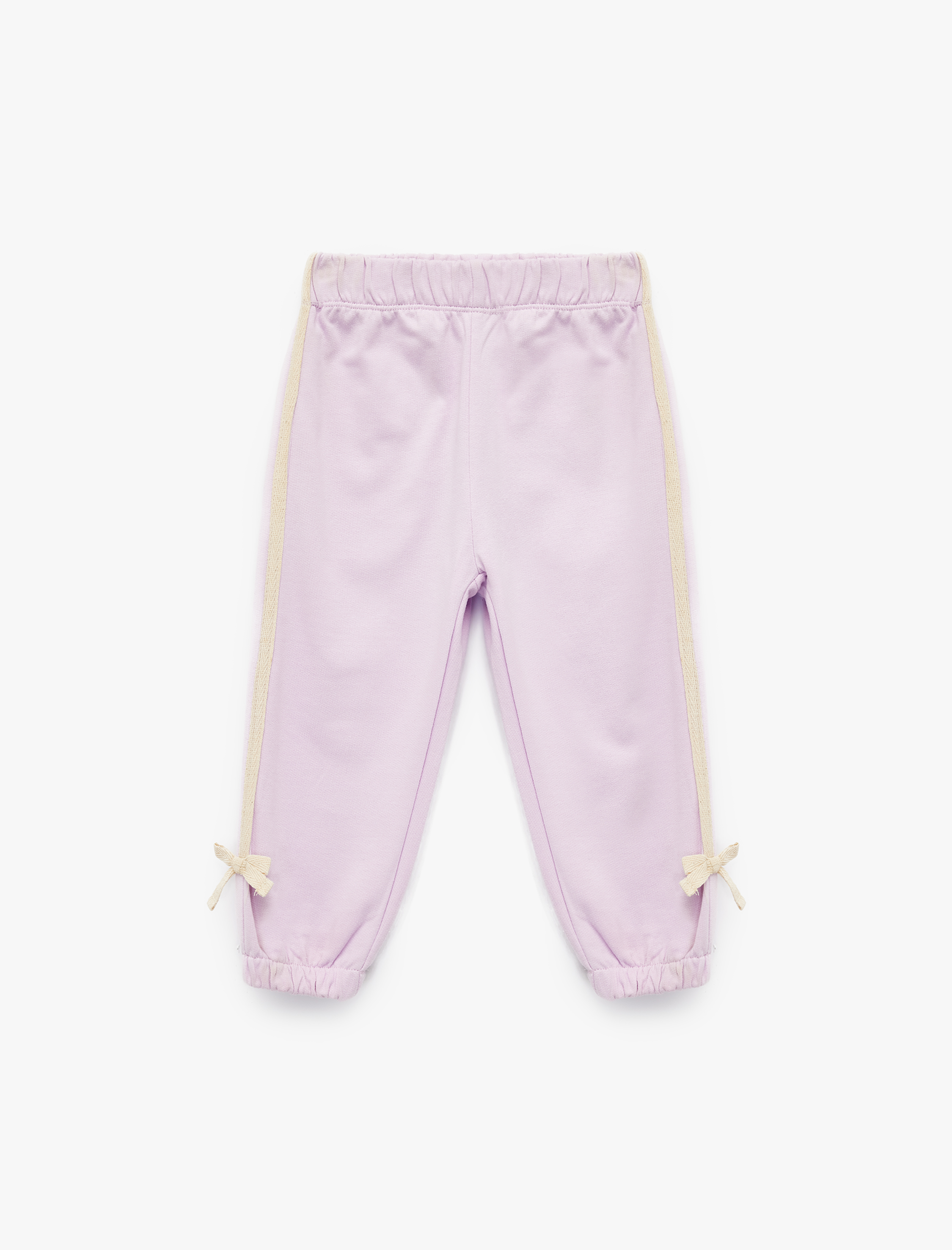  Kız Bebek Pamuklu Beli Lastikli Fiyonk Detaylı Şardonlu Jogger Eşofman Altı