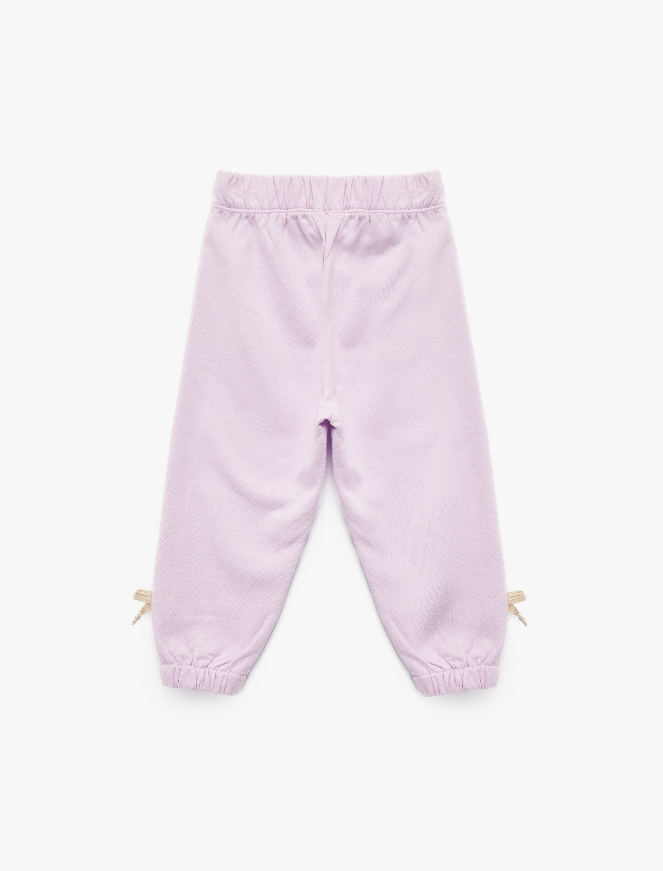  Kız Bebek Pamuklu Beli Lastikli Fiyonk Detaylı Şardonlu Jogger Eşofman Altı