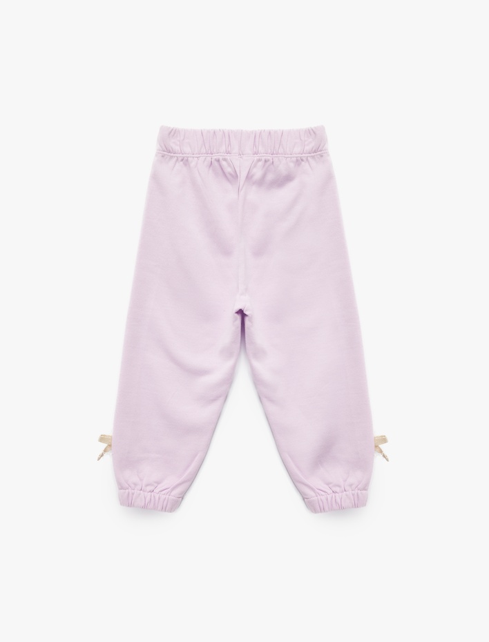 Kız Bebek Pamuklu Beli Lastikli Fiyonk Detaylı Şardonlu Jogger Eşofman Altı