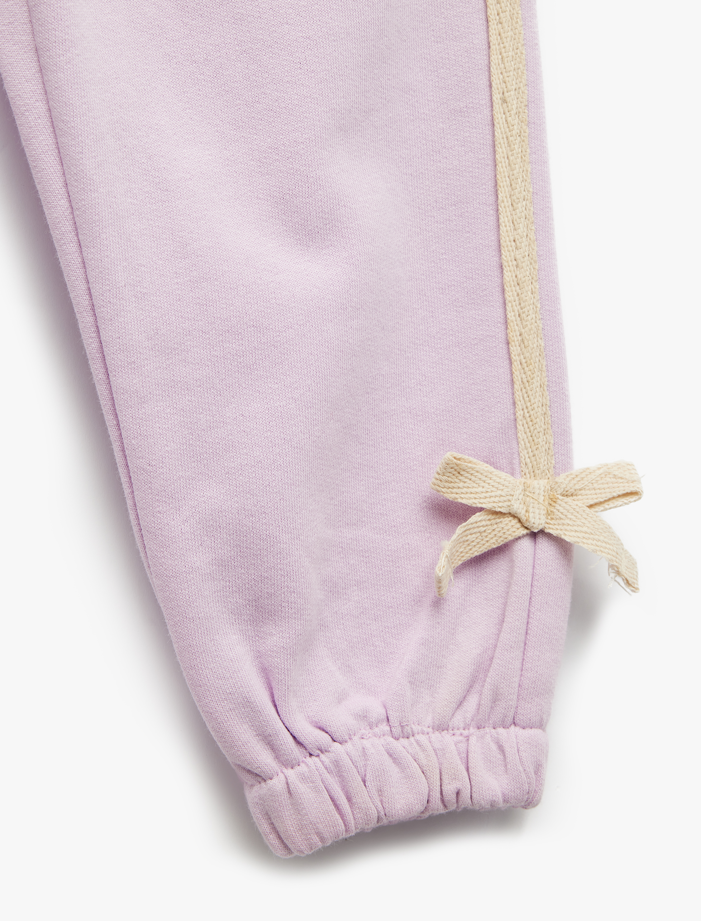  Kız Bebek Pamuklu Beli Lastikli Fiyonk Detaylı Şardonlu Jogger Eşofman Altı