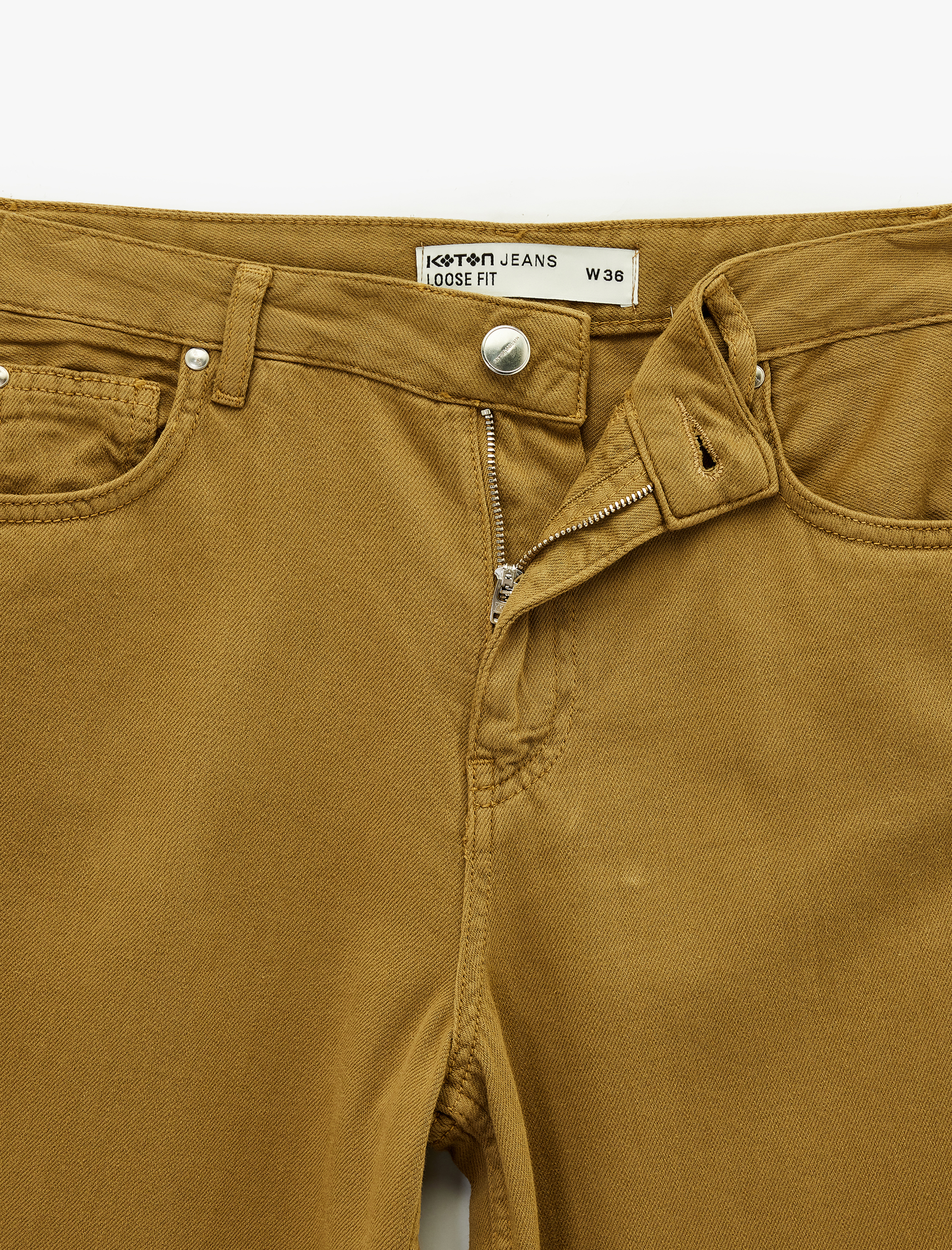   Düz Paça Bol Kesim Düğmeli Cepli Jean Pantolon - Loose Straight Fit Jean