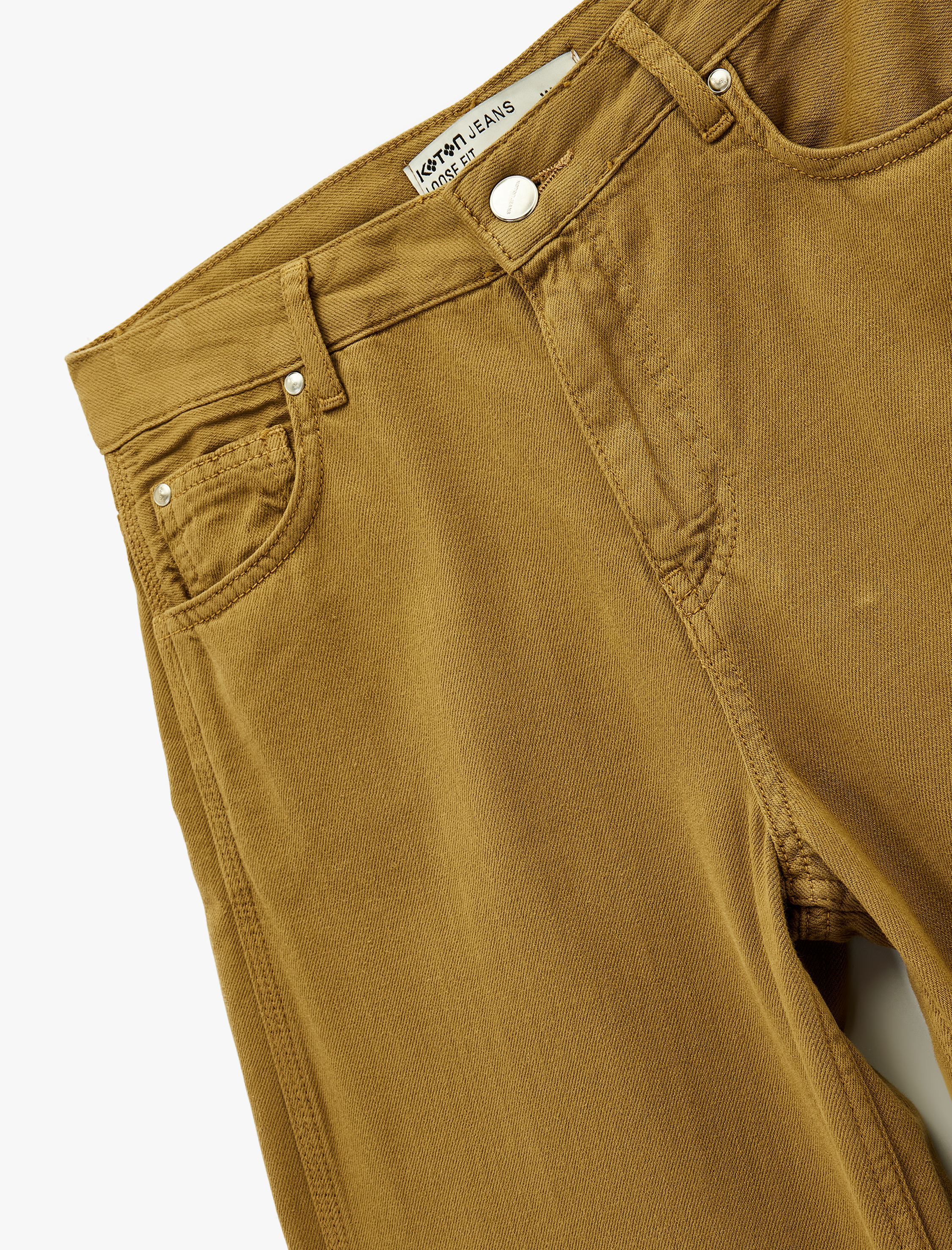   Düz Paça Bol Kesim Düğmeli Cepli Jean Pantolon - Loose Straight Fit Jean