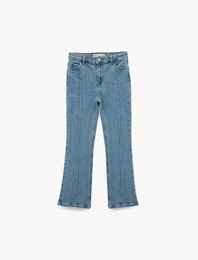 Pamuklu Cepli Slim Fit İspanyol Paça Denim Pantolon