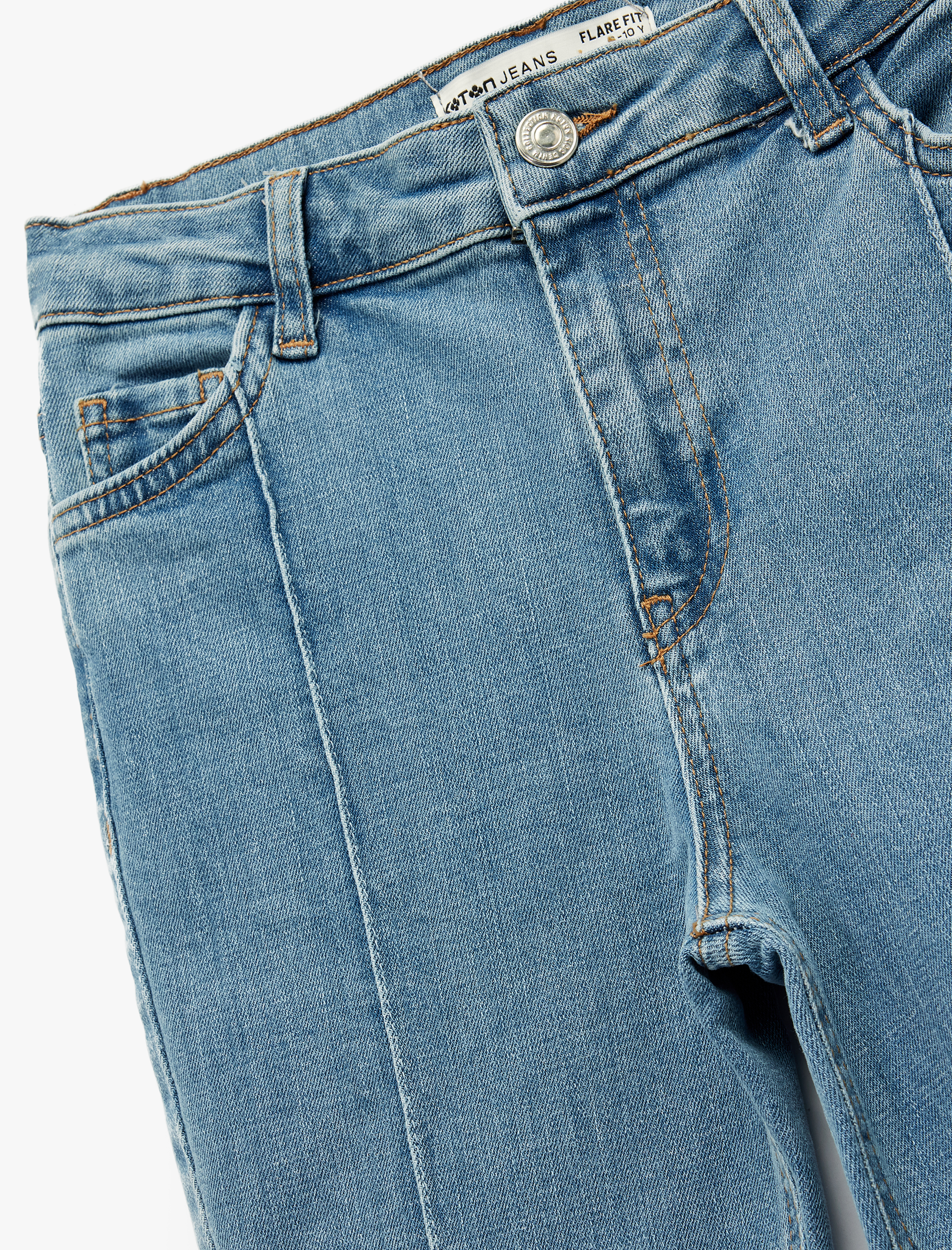  Kız Çocuk Pamuklu Cepli Slim Fit İspanyol Paça Denim Pantolon