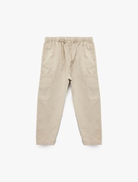 Cep Detaylı Beli Bağlamalı Pamuklu Basic Pantolon