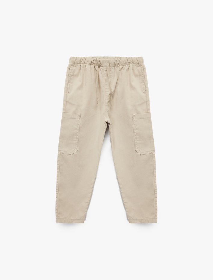 Erkek Bebek Cep Detaylı Beli Bağlamalı Pamuklu Basic Pantolon