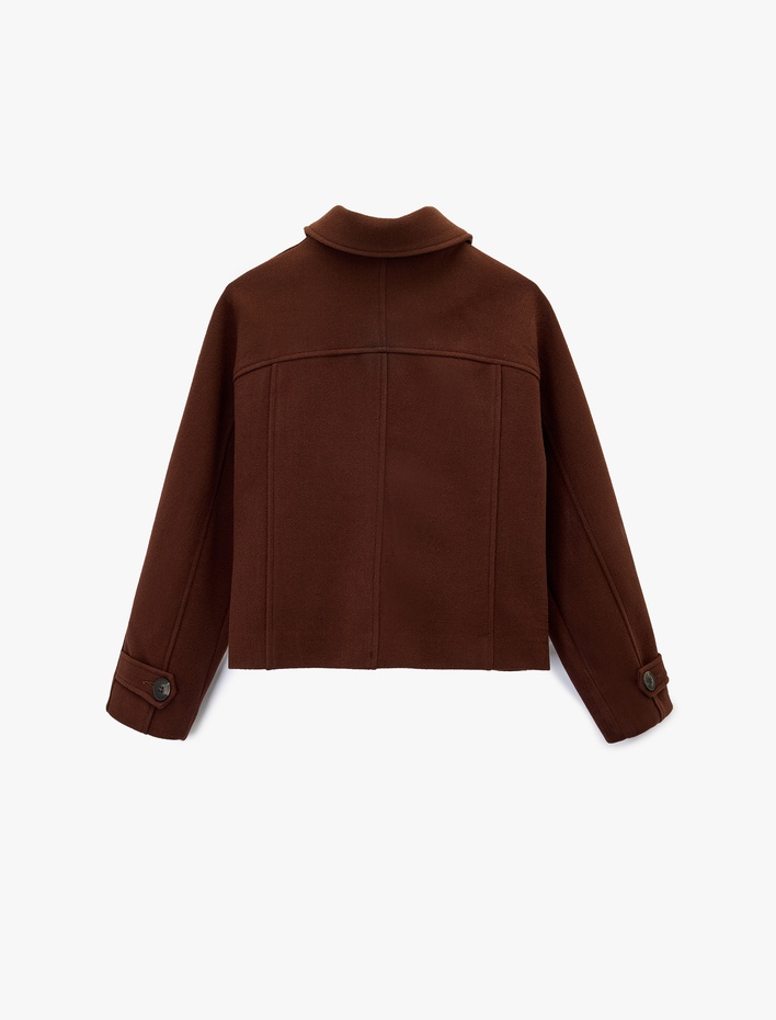  Uzun Kollu Klasik Yaka Düğmeli Cep Detaylı Ceket