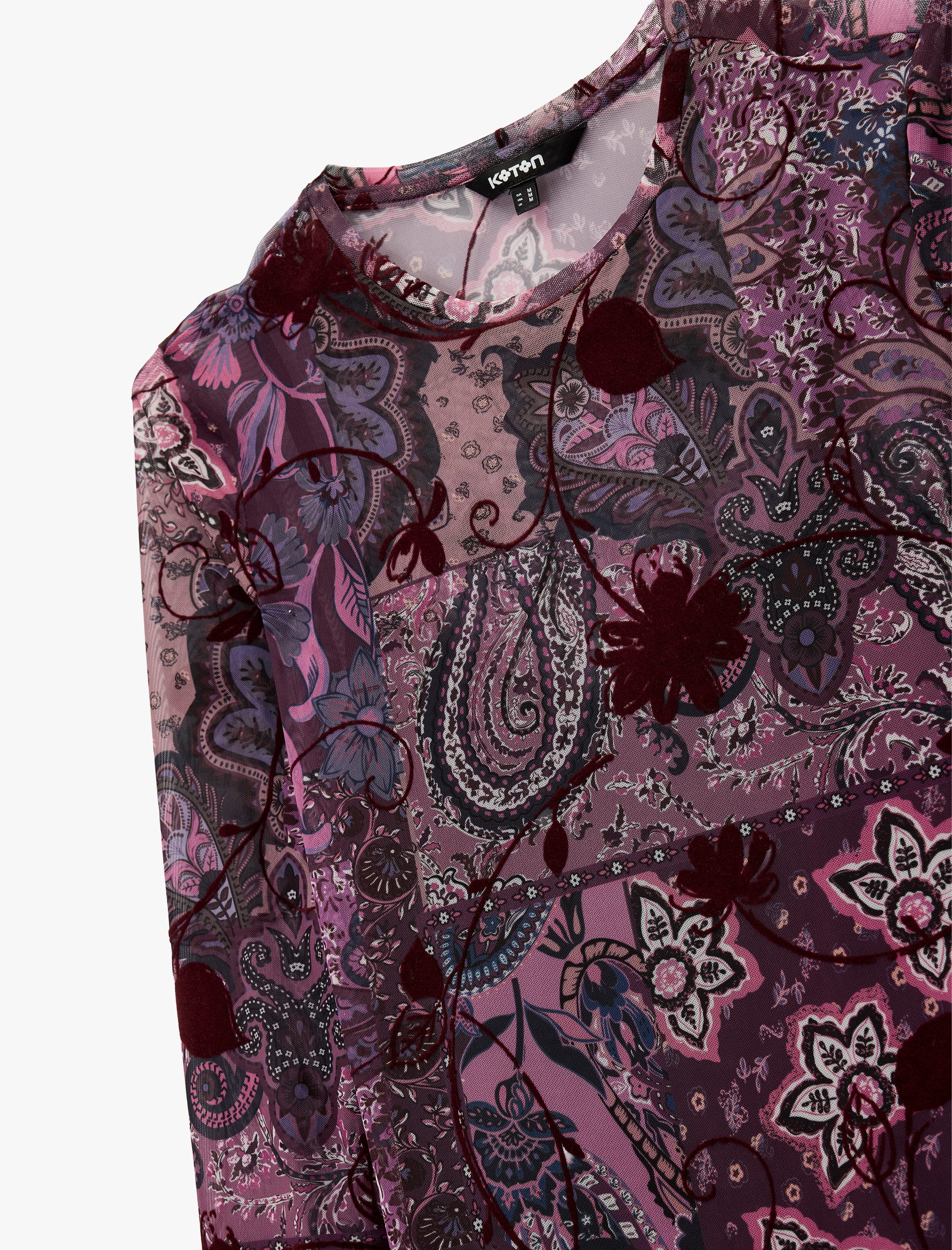   Slim Fit Uzun Kollu Bisiklet Yaka Midi Boy Floral Desenli Kalem Elbise