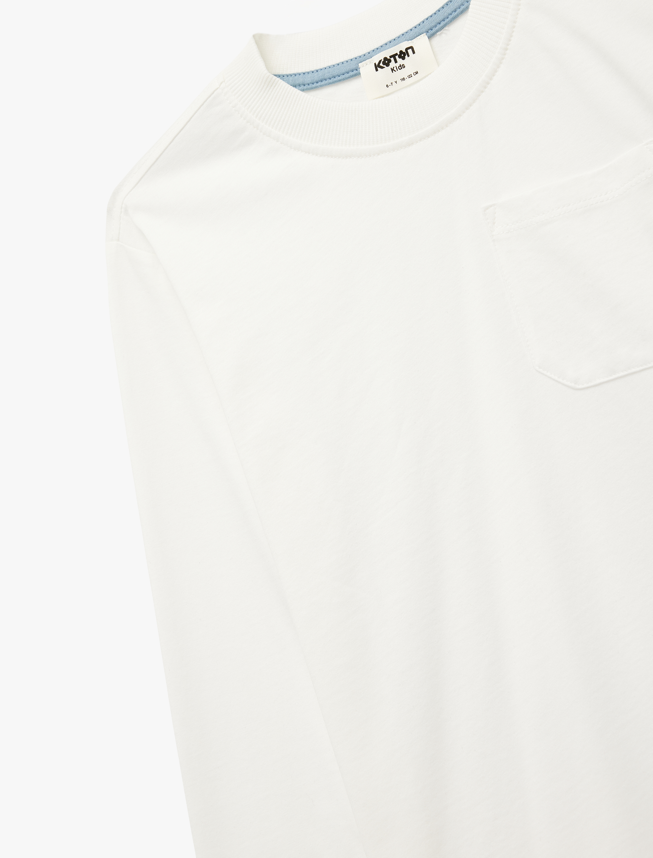  Erkek Çocuk Pamuklu Uzun Kollu Bisiklet Yaka Cep Detaylı Tişört