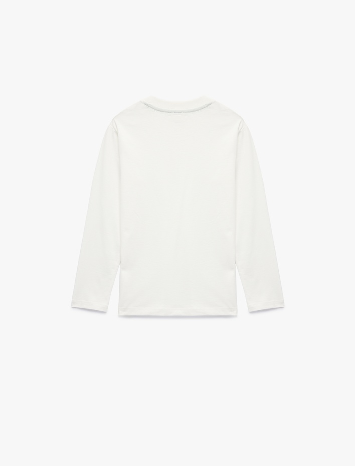 Erkek Çocuk Pamuklu Uzun Kollu Bisiklet Yaka Cep Detaylı Tişört