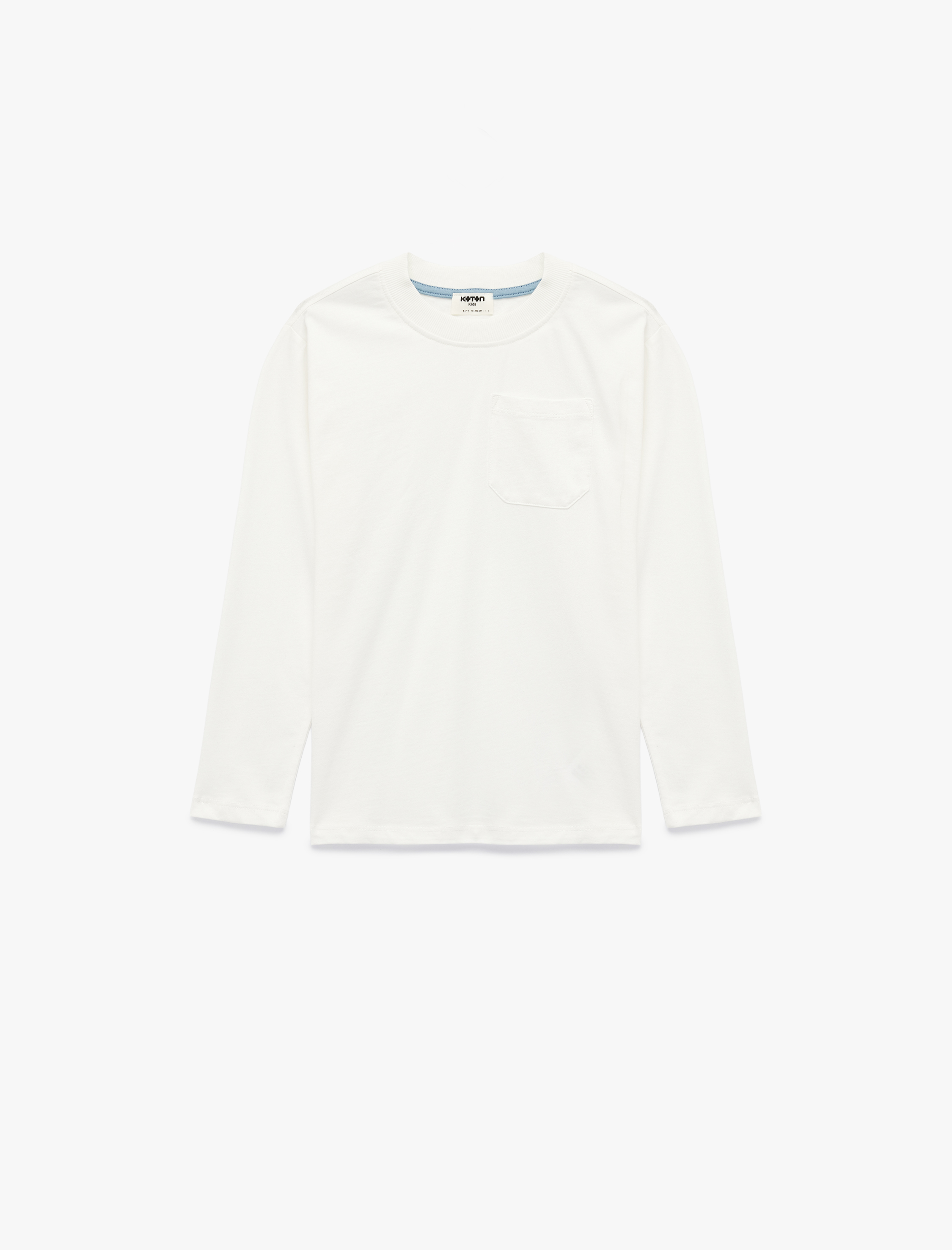  Erkek Çocuk Pamuklu Uzun Kollu Bisiklet Yaka Cep Detaylı Tişört