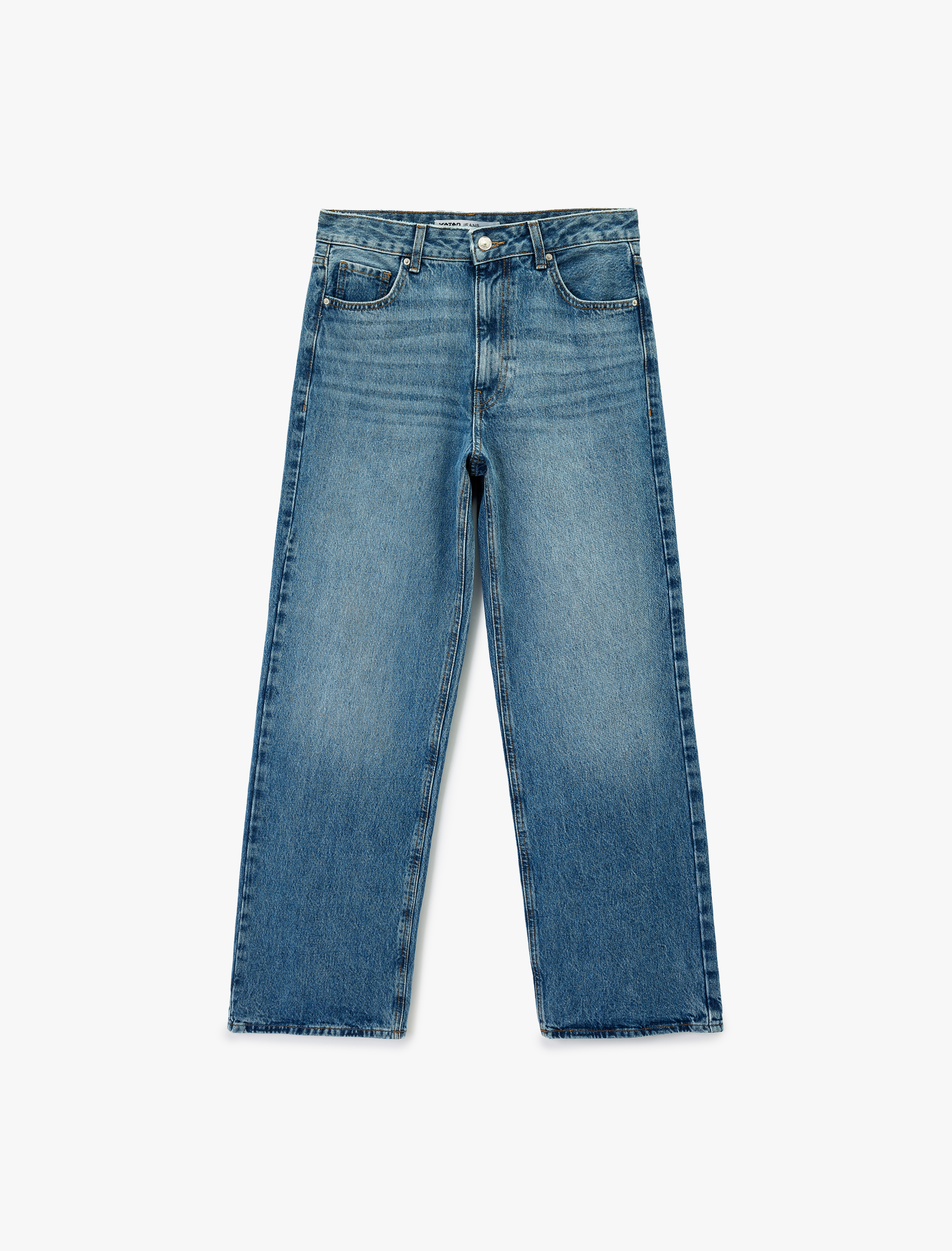   Pamuklu Cepli Düğmeli Normal Bel Baggy Jean Pantolon - Baggy Jeans