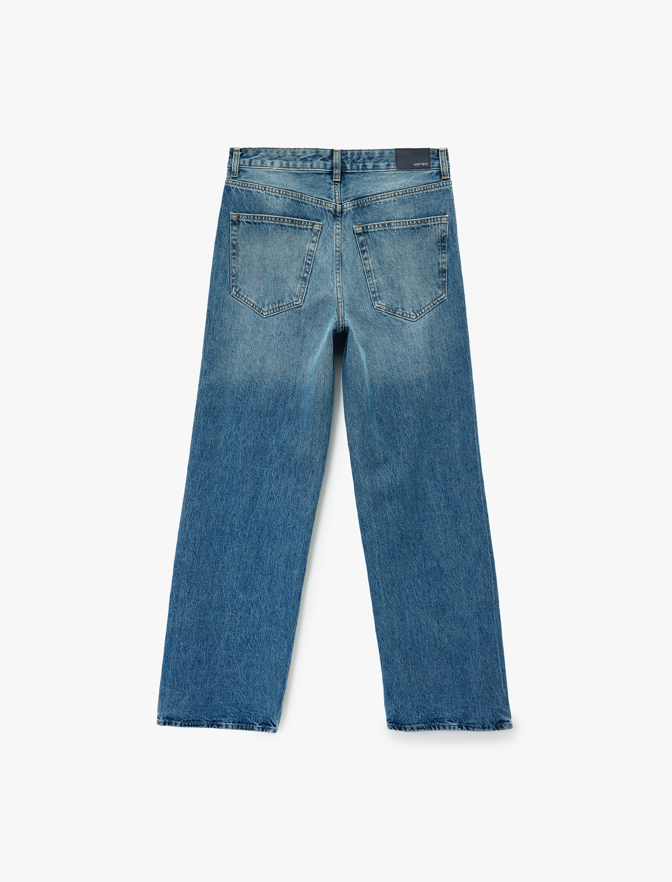   Pamuklu Cepli Düğmeli Normal Bel Baggy Jean Pantolon - Baggy Jeans