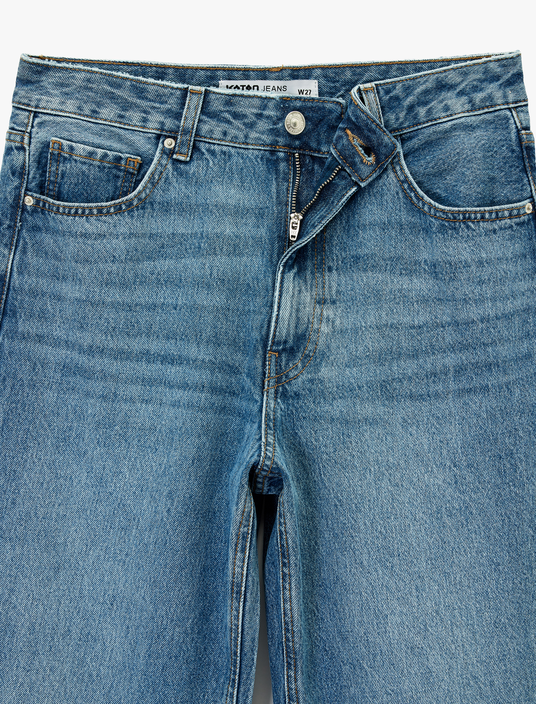   Pamuklu Cepli Düğmeli Normal Bel Baggy Jean Pantolon - Baggy Jeans