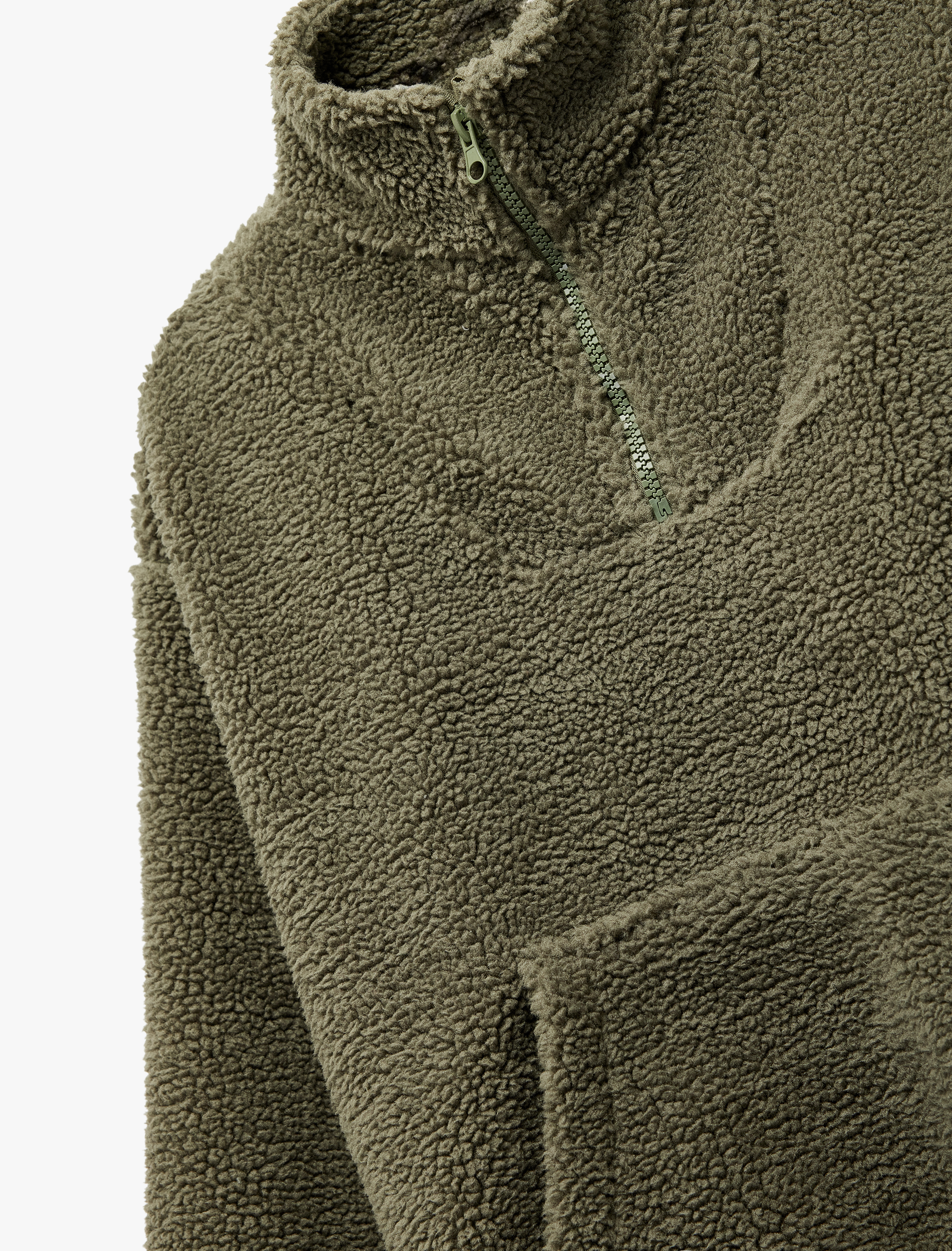  Erkek Çocuk Uzun Kollu Dik Yaka Kanguru Cepli Yarım Fermuarlı Peluş Sweatshirt