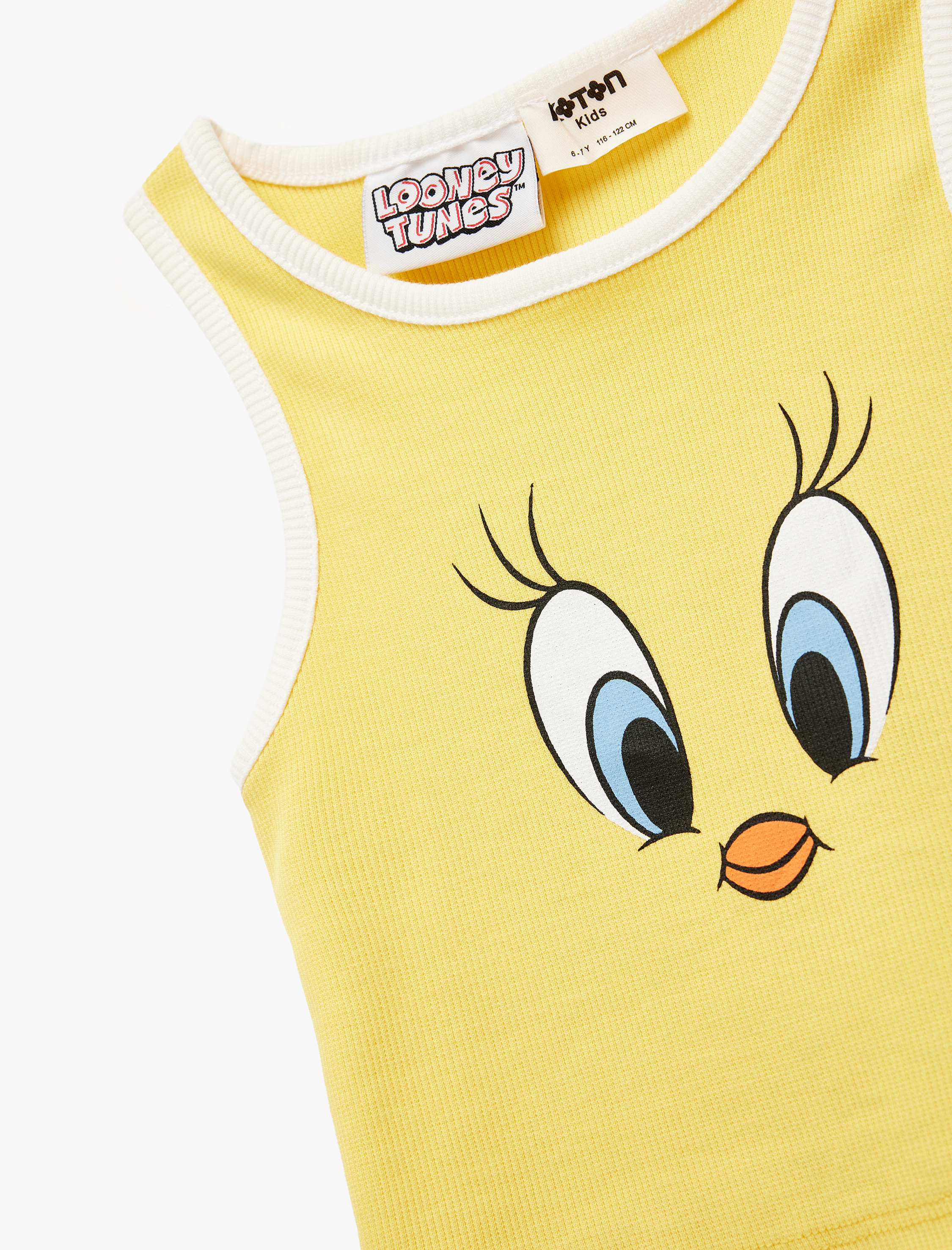  Kız Çocuk Tweety Lisanslı Baskılı Pamuklu Kolsuz Bisiklet Yaka Atlet