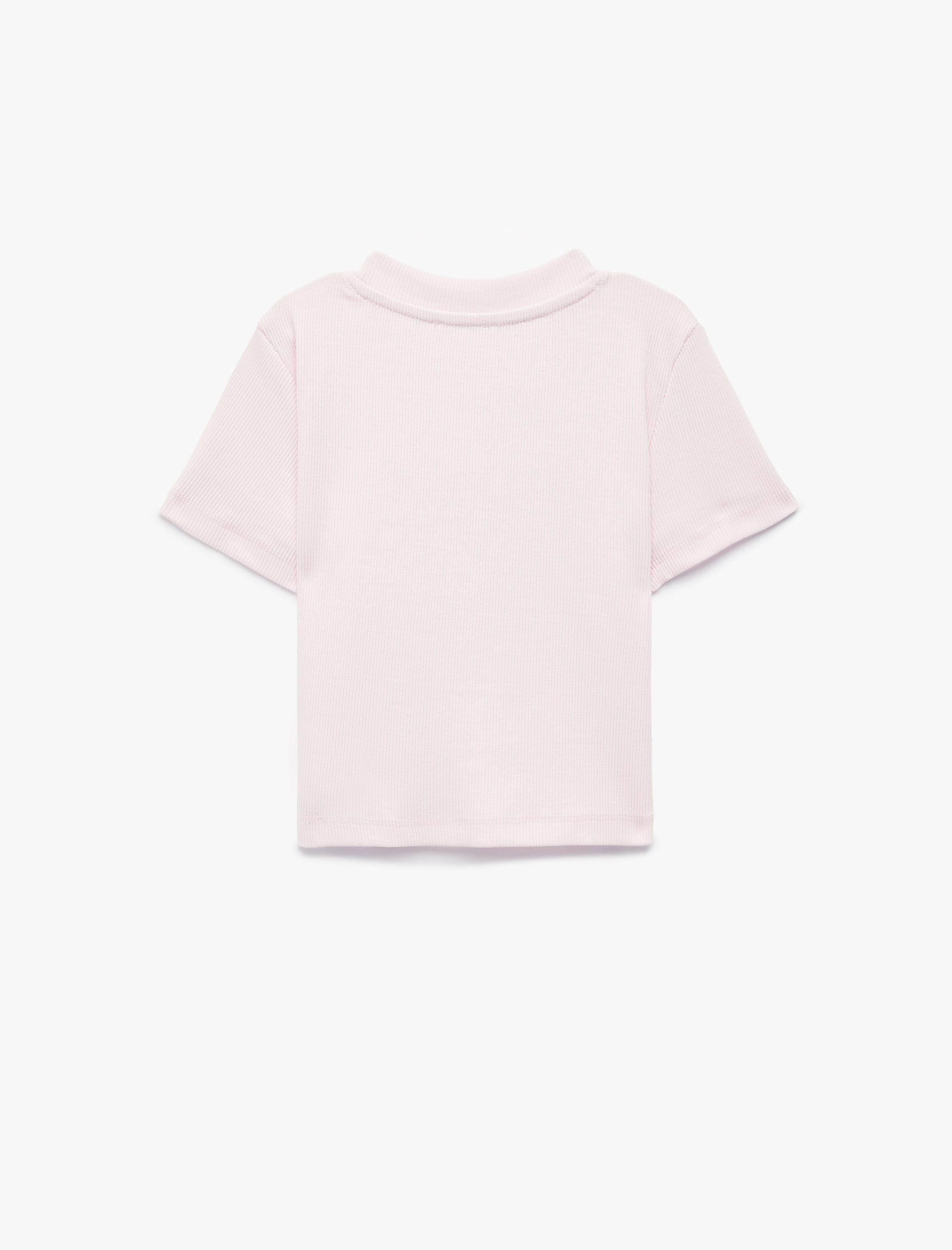  Kız Çocuk Pamuklu Taş Detaylı Kısa Kollu Bisiklet Yaka Fiyonk Baskılı Tişört