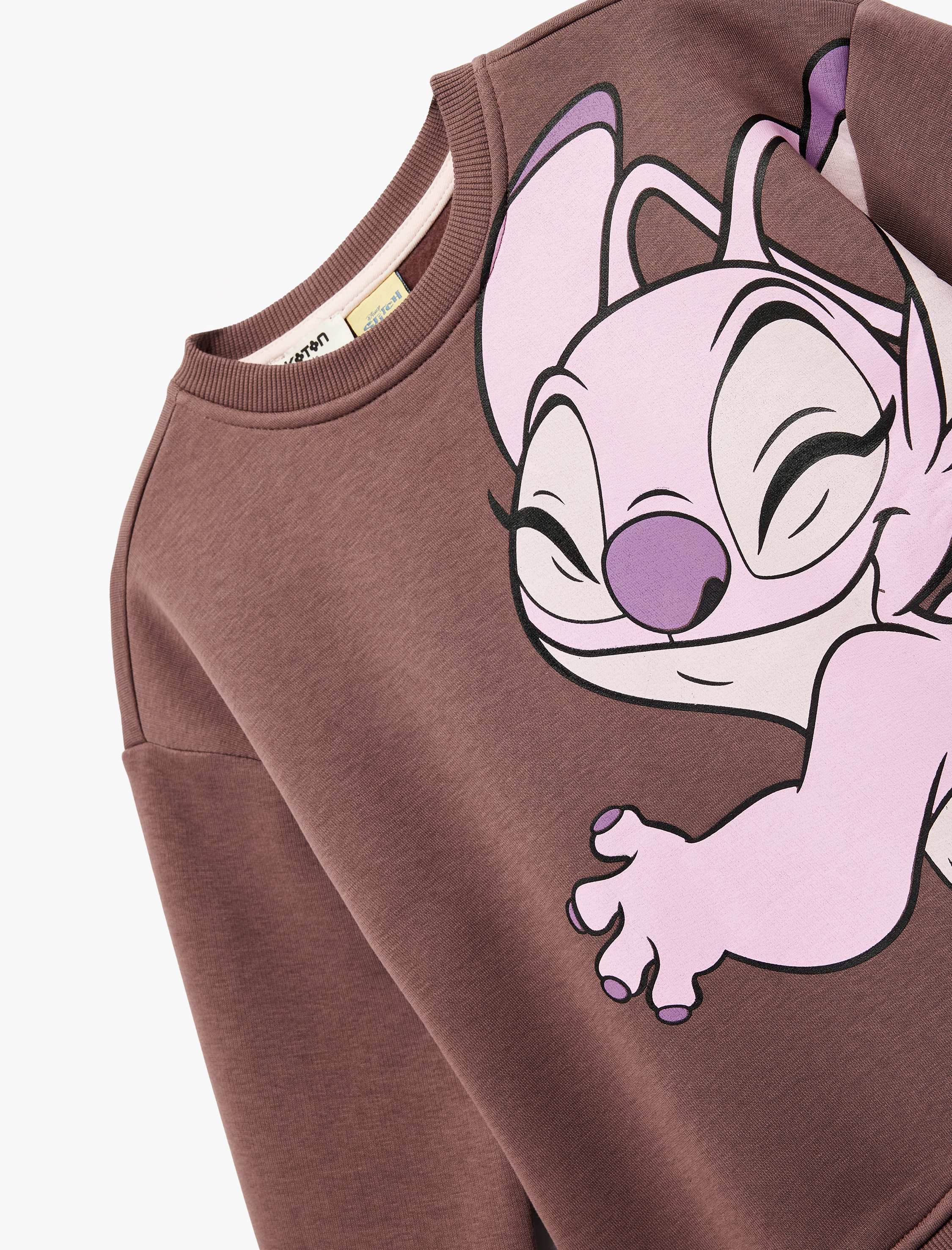  Kız Çocuk Uzun Kollu Bisiklet Yaka Oversize Lisanslı Stitch Baskılı Sweatshirt