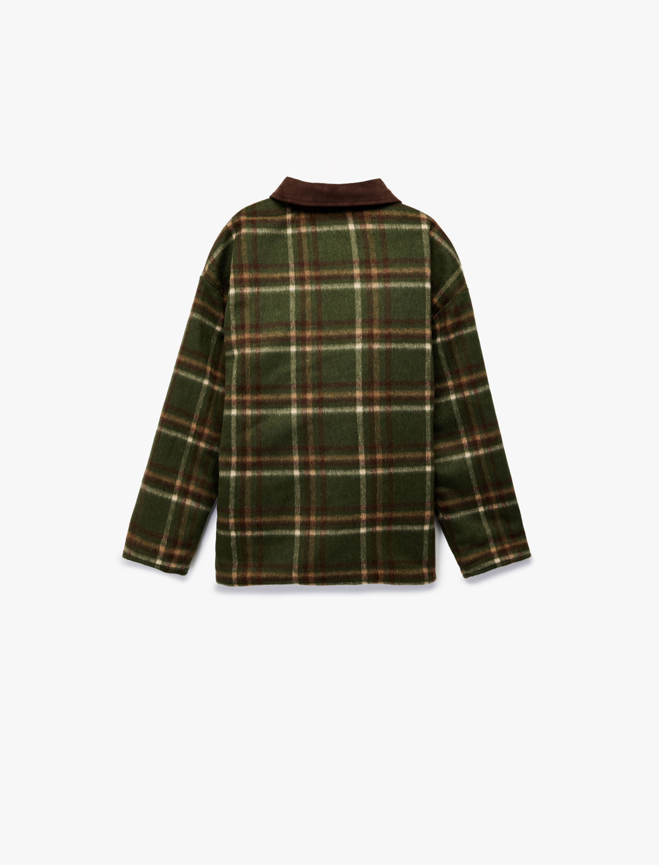  Kız Çocuk Fermuarlı Cepli Klasik Yaka Ekoseli Ceket