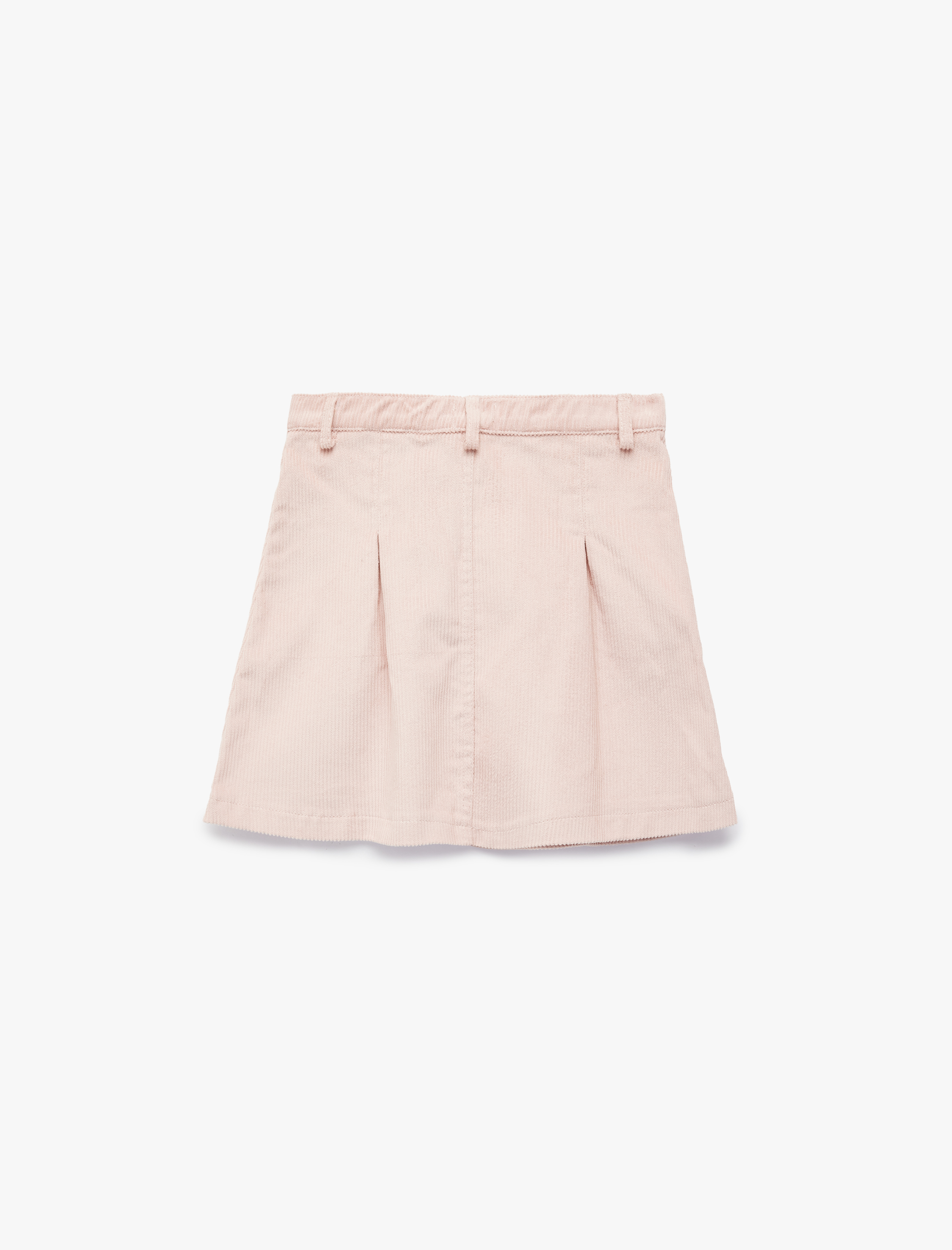  Kız Çocuk Düğmeli Diz Üstü Pileli Pamuklu Etek