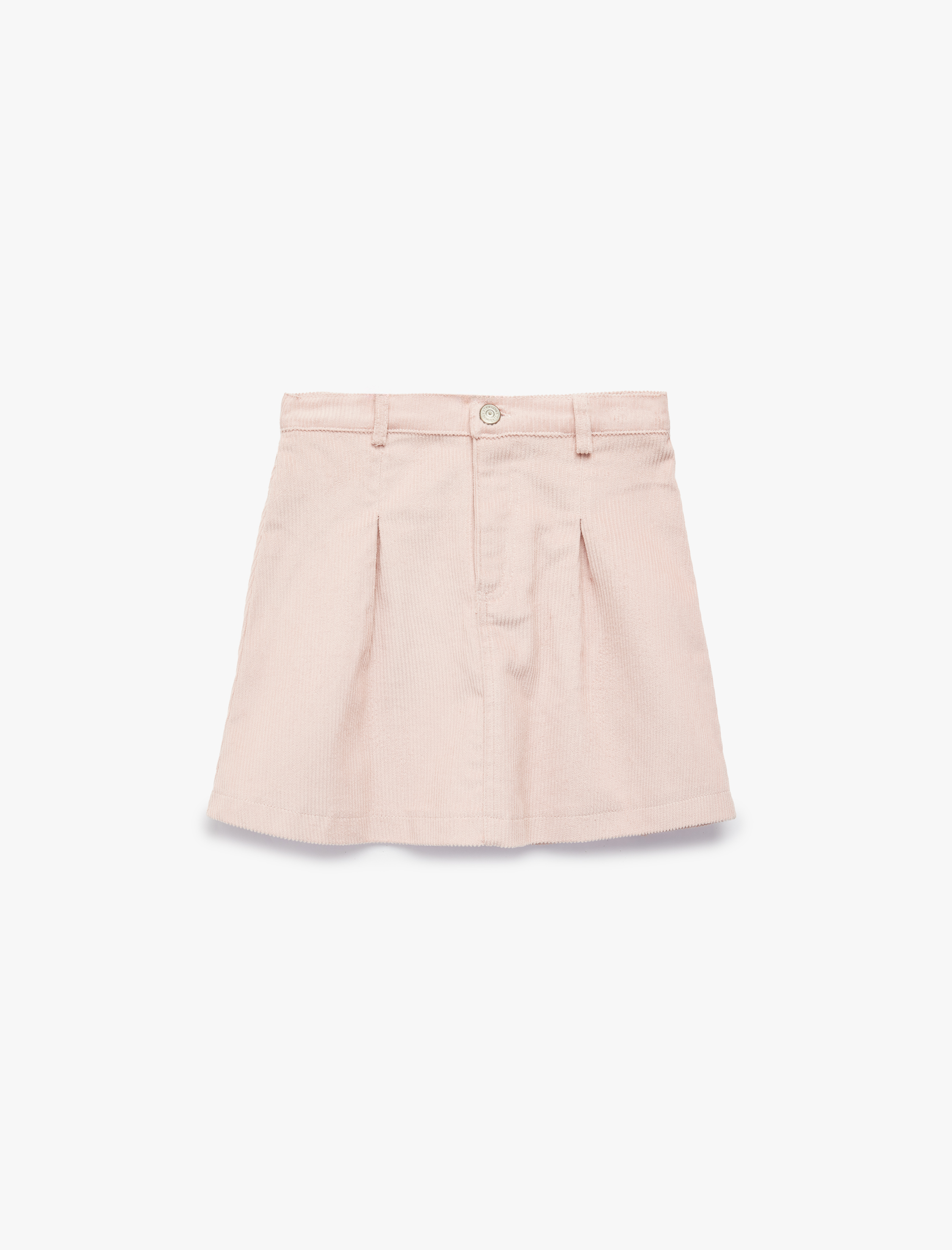  Kız Çocuk Düğmeli Diz Üstü Pileli Pamuklu Etek