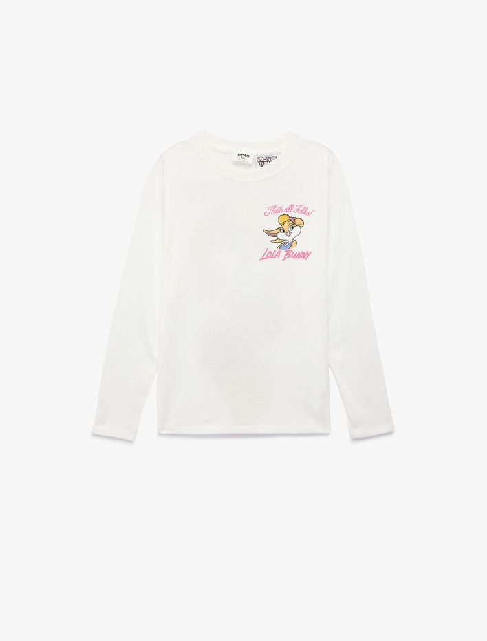 Kız Çocuk Lola Bunny Lisanslı Arkası Baskılı Uzun Kollu Bisiklet Yaka Tişört
