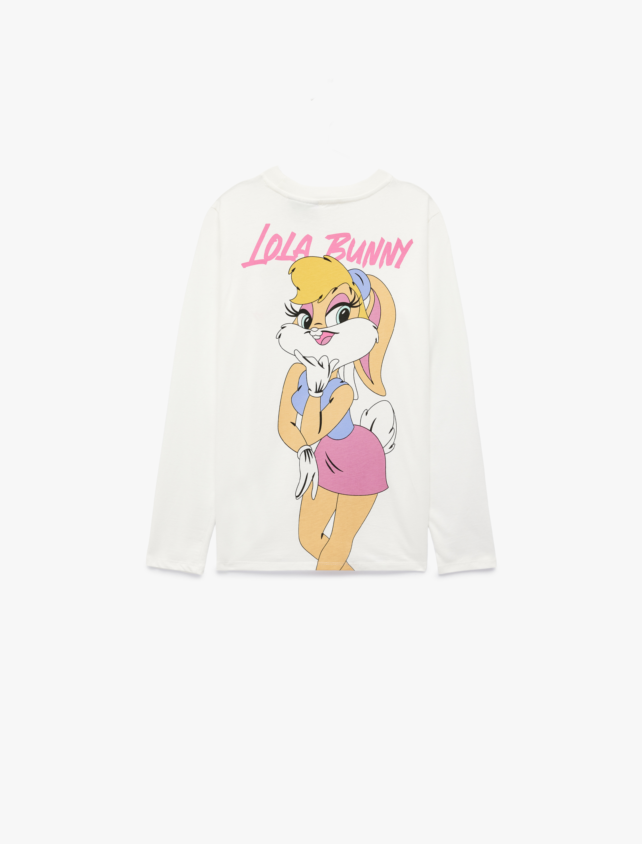  Kız Çocuk Lola Bunny Lisanslı Arkası Baskılı Uzun Kollu Bisiklet Yaka Tişört