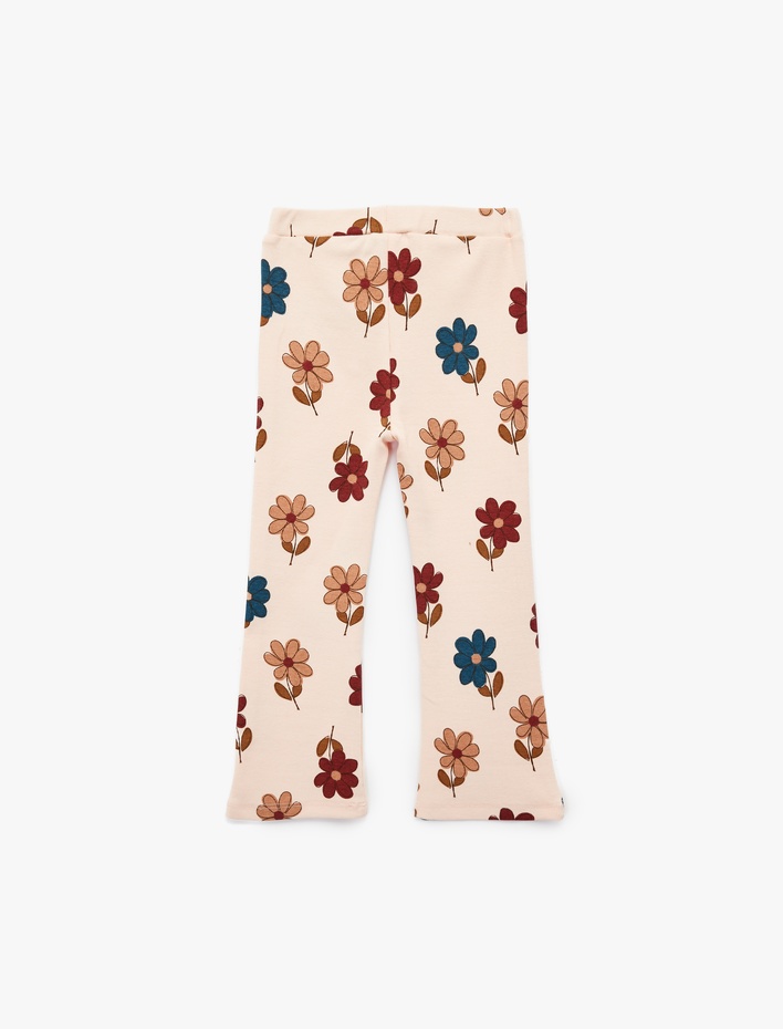 Kız Bebek Beli Lastikli Çiçek Baskılı Tayt