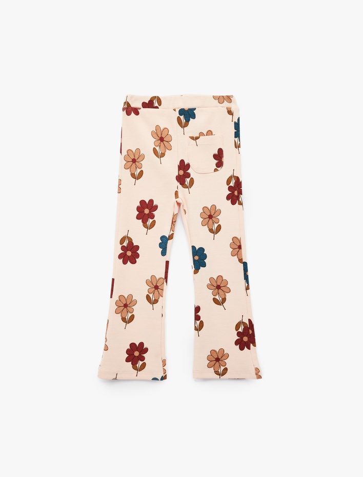 Kız Bebek Beli Lastikli Çiçek Baskılı Tayt