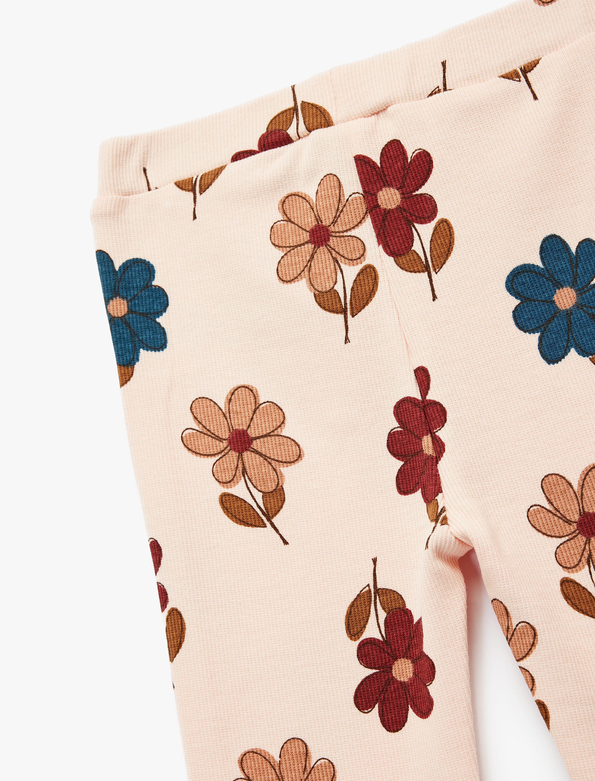  Kız Bebek Beli Lastikli Çiçek Baskılı Tayt