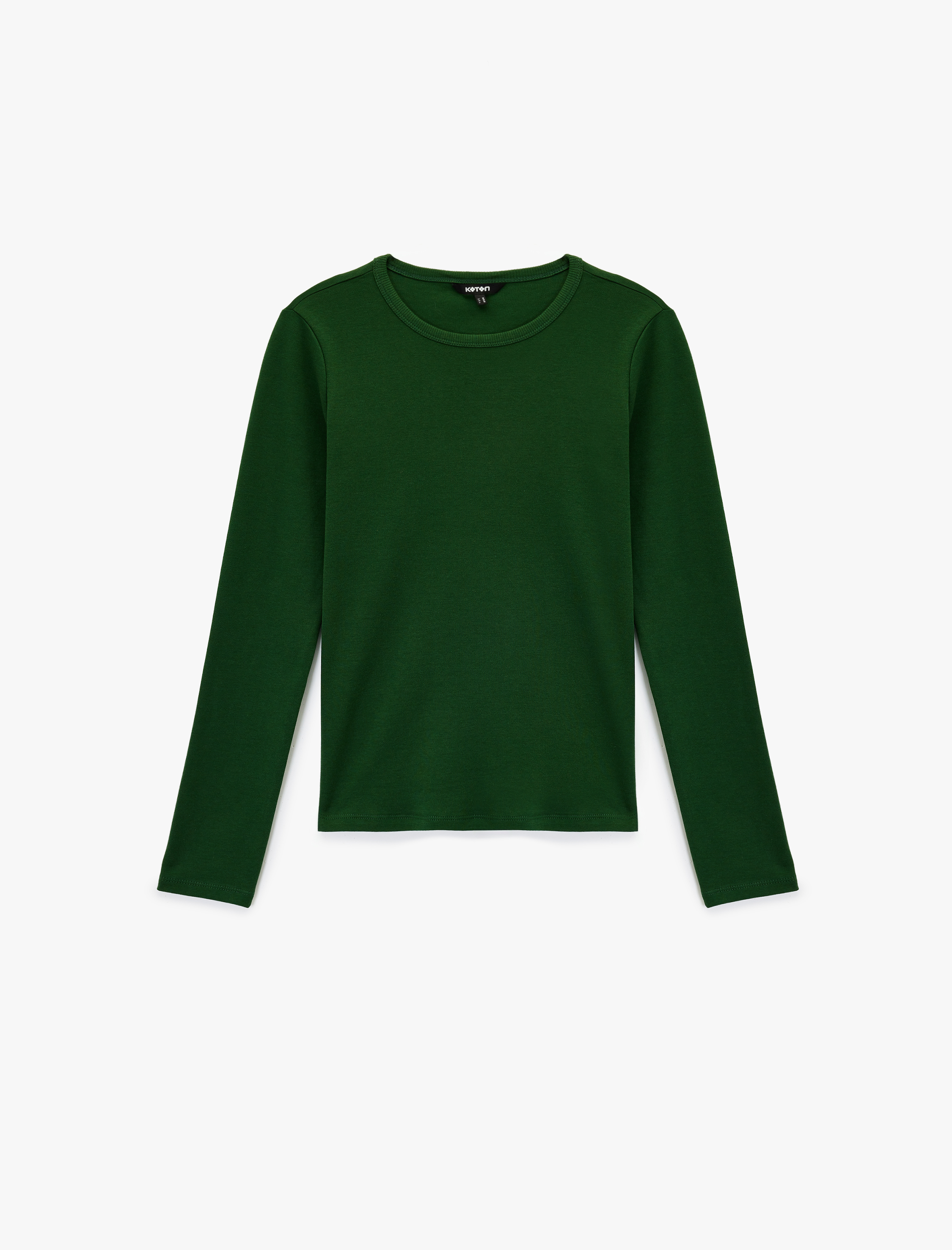   Pamuklu Uzun Kollu Bisiklet Yaka Basic Tişört